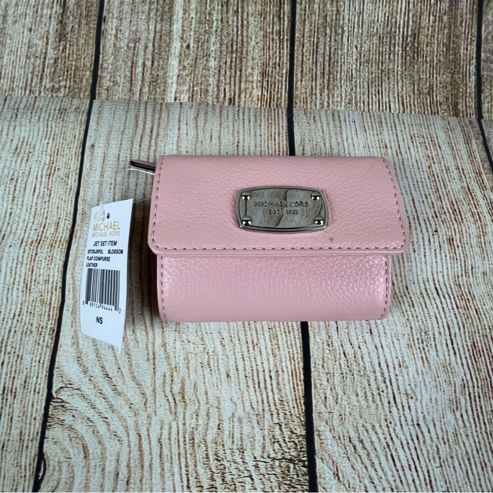 Michael Kors Jet Set Leather Flap Coin Wallet, Pink